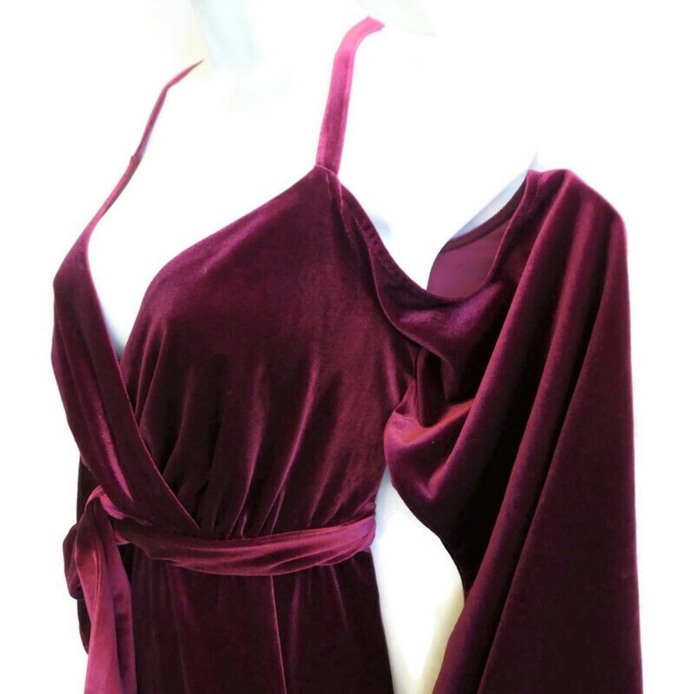 VeLVeT Torrid Dress Burgundy Cold Shoulder Suplice Babydoll Angel Bell 1X - Picture 5 of 13